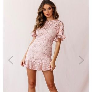 Blush Short Sleeve Crochet Lace Dress